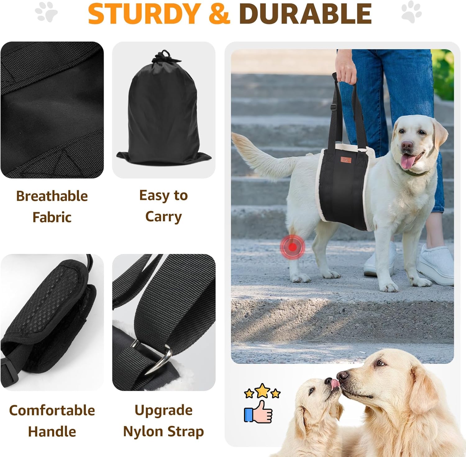 Adjustable Dog Sling for Large Breeds - Hind Leg Support and Mobility Aid for Weak Legs